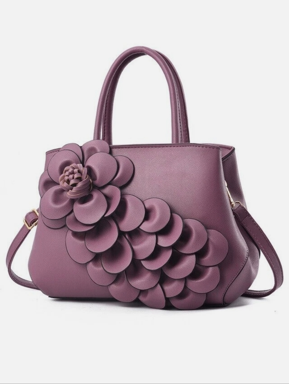 🆕️👜 DUSTY PURPLE FLORAL CASCADING PETAL HANDBAG / PURSE👜 - Picture 10 of 14